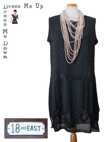 Beaded flapper dress black - dress,