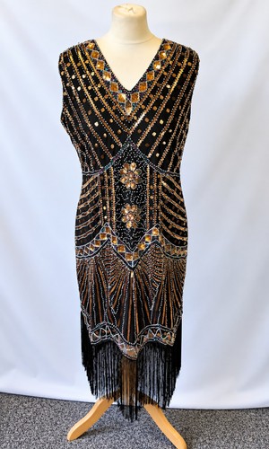 1920s flapper dress black - dress, gold
