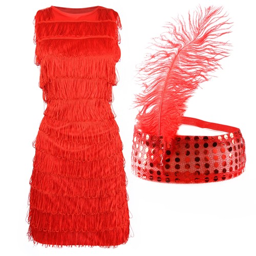 Red flapper dress 1920 - red, 1920's