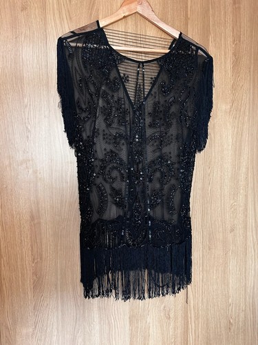 1920s style black beaded - 1920s,